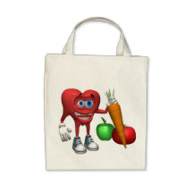 Tote Bag-Health Heart Fruits and Veggies