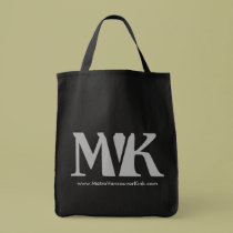 Tote bag, white on black