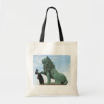 Tote Bag with Lion Statue