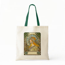 Tote: Mucha Art Nouveau -  Zodiac  - La Plume Tote Bags