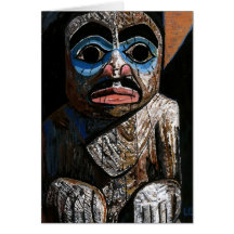 Totem with Mask Greeting Cards