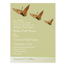 Touch of Lime Vintage Butterfly Wedding Invitation Post Cards