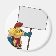 Tough Spartan or Trojan holding sign board Refrigerator Magnets