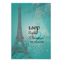 Tour de Paris /Eiffel d'à de Hiver de rsv de PixDe Cartons D'invitation Personnalisés