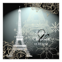 Tour de Paris /Eiffel d'à de PixDezines Hiver + re Invitation Personnalisable