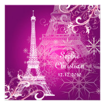 Tour de Paris /Eiffel d'à de PixDezines Hiver + re Faire-part