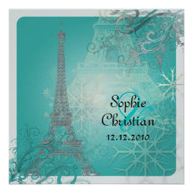 Tour de Paris /Eiffel d'à de PixDezines Hiver + re Cartons D'invitation Personnalisés