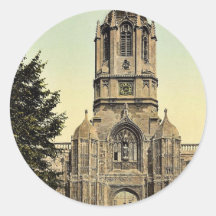 Tour de Tom, Oxford, Angleterre Photochrom rare Autocollant Rond