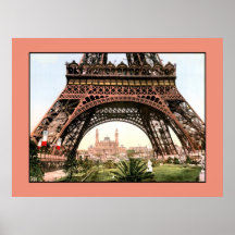 Tour Eiffel 1900 et Trocadero de photo de cru Poster