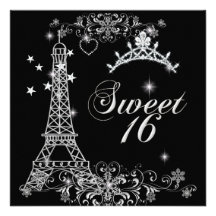 Tour Eiffel argenté noir de scintillement du sweet Faire-part