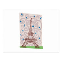 Tour Eiffel avec des remous et des étoiles Cartes Postales