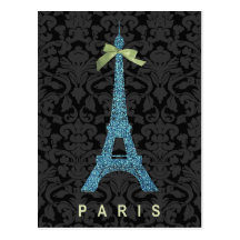 Tour Eiffel bleu dans le scintillement de faux Cartes Postales