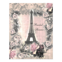 Tour Eiffel chic minable et douche nuptiale de ros Invitations Personnalisées