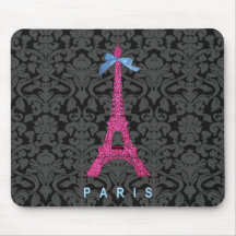 Tour Eiffel de roses indien dans le scintillement  Tapis De Souris