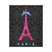 Tour Eiffel de roses indien dans le scintillement  Toile Tendue