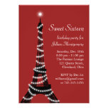 Tour Eiffel de scintillement en rouge Faire-parts