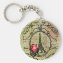 Tour Eiffel et rose rouge Steampunk de Paris Porte-clé