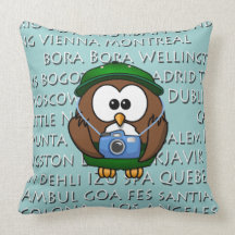 tourist owls girl 'n boy throw pillow