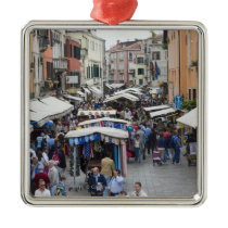 Tourists in a street market, Venice, Italy ornaments