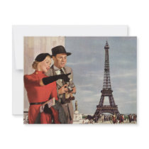 Tourists Travelling Paris Sightseeing Eiffel Tower Custom Invitation