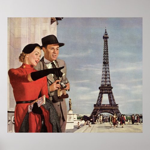 Tourists Travelling Paris Sightseeing Eiffel Tower zazzle_print