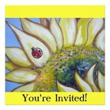 Tournesol et coccinelle invitations personnalisées