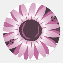 Tournesol rose avec des coccinelles autocollants
