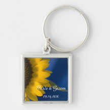 Tournesol sur Keychain l'épousant bleu Porte-clés
