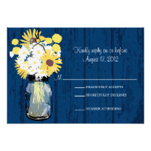 Tournesols de marguerites de pot de maçon et boule cartons d'invitation personnalisés