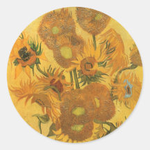 Tournesols du vase 15, impressionisme de cru de Va Adhésif Rond