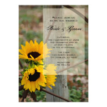 Tournesols et mariage campagnard de roues invitations personnalisées