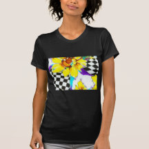 Tournesols et noir avec le blanc t-shirt