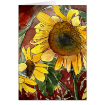 tournesols peignant des cadeaux d'art carte
