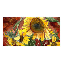 tournesols peignant des cadeaux d'art photocarte personnalisée