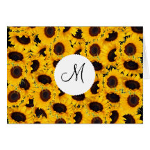 Tournesols vibrants de monogramme beaux floraux cartes de vœux