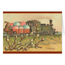 Tous à bord ! Le train de Pâques ! Carte De Vœux