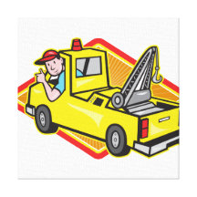Tow Wrecker Truck Driver Thumbs Up Canvas Prints
