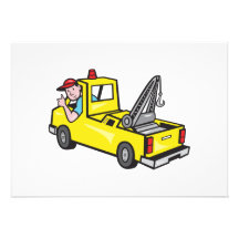 Tow Wrecker Truck Driver Thumbs Up Custom Invites