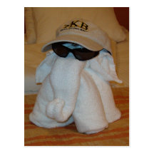 Towel Elephant with Sunglasses Post Cards
