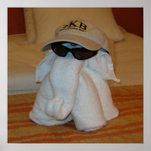Towel Elephant with Sunglasses Print