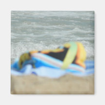 Towel on The Beach Fridge Magnets