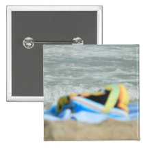 Towel on The Beach Pinback Buttons