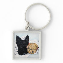 Toweling Off! Scottie and Yorkie Buddies Key Chains