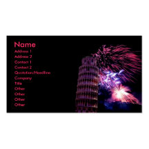 Tower of Pisa Fireworks Profile Card Business Cards