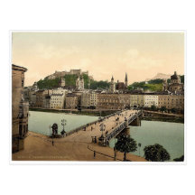 Town bridge, Salzburg, Austro-Hungary rare Photoch Post Card