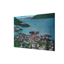 Town View of Wrangell, AlaskaWrangell, AK Gallery Wrapped Canvas