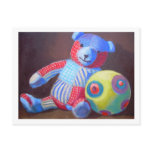 Toy bear with a ball postcards