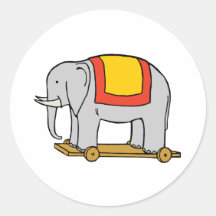 Toy Elephant Vintage Art Sticker