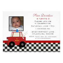 Toy Fire Truck Birthday Party Invitation
