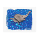 Toy grey elephant in blue bubbles